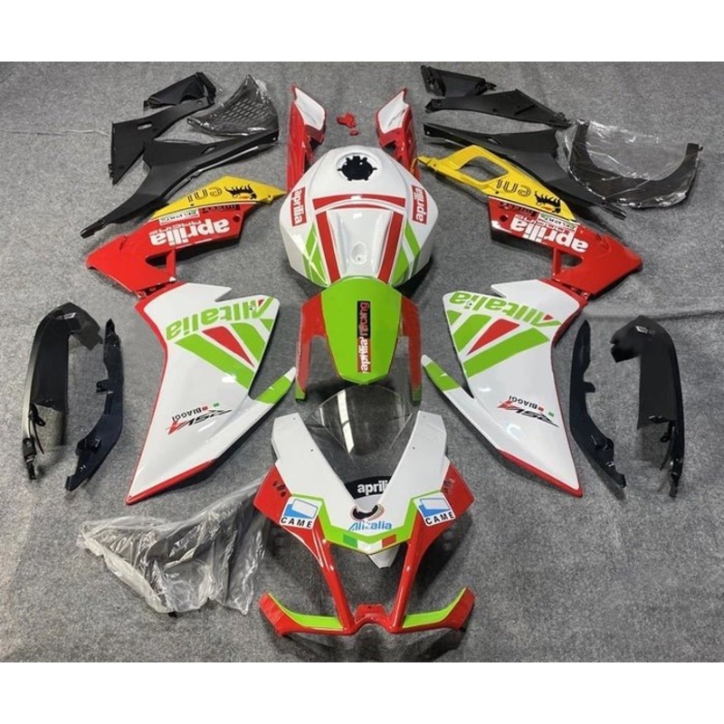 Aprilia RS4 125 (2012-2016) White, Red, Green Fairings Clear Windscreen: Free No Bolt Kit No Tank