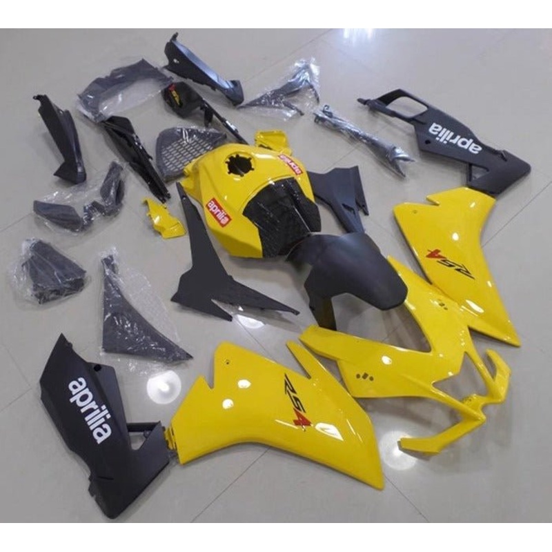 Aprilia RS4 125 (2012-2016) Yellow, Black Fairings Clear Windscreen: Free No Bolt Kit No Tank