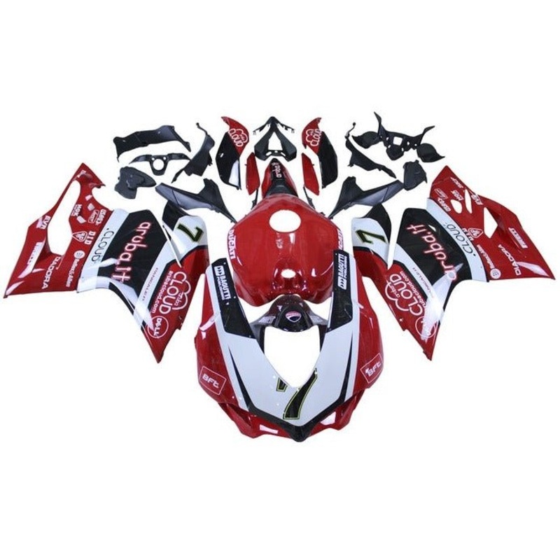Ducati 1299 Panigale Fairings (2015-2020) Red, White, Black Stripes No Tank No Seat Cowl No Bolt Kit