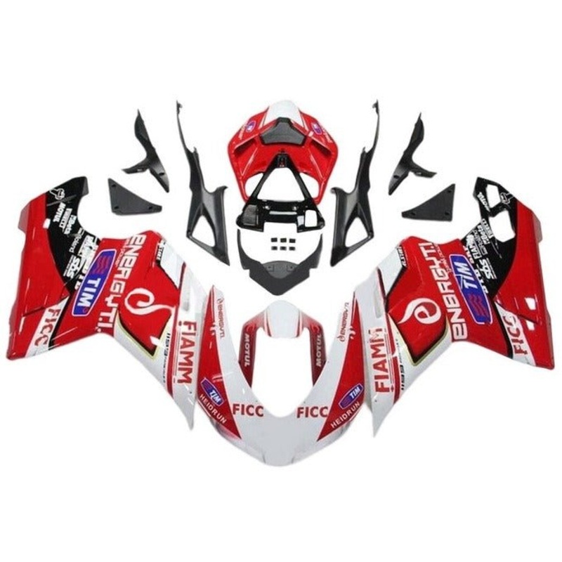 Ducati 1299 Panigale Fairings (2015-2020) Red, White FIAMM No Tank No Seat Cowl No Bolt Kit