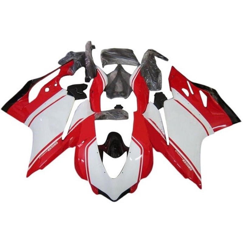 Ducati 1299 Panigale Fairings (2015-2020) Red, White Stripe No Tank No Seat Cowl No Bolt Kit