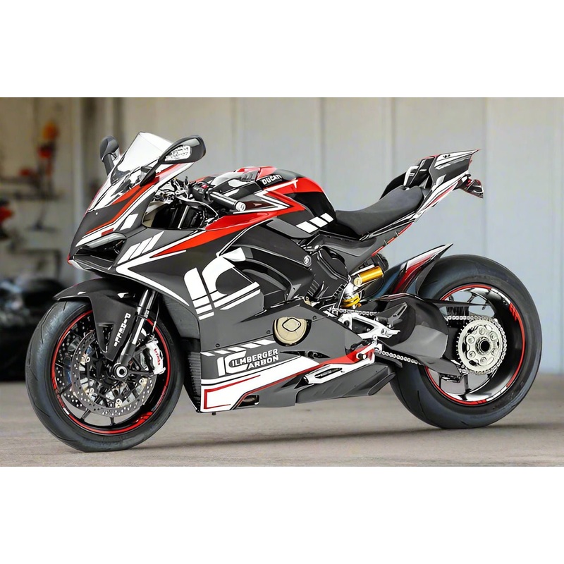Ducati Panigale V4S Fairings (2018-2019) Black Gloss, White, Red No Tank No Seat Cowl No Bolt Kit