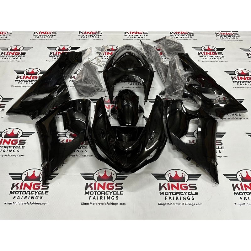 Fairing kit for a Kawasaki Ninja ZX6R 636 (2005-2006) Gloss Black Clear Windscreen: Free No Seat Cowl No Bolt Kit