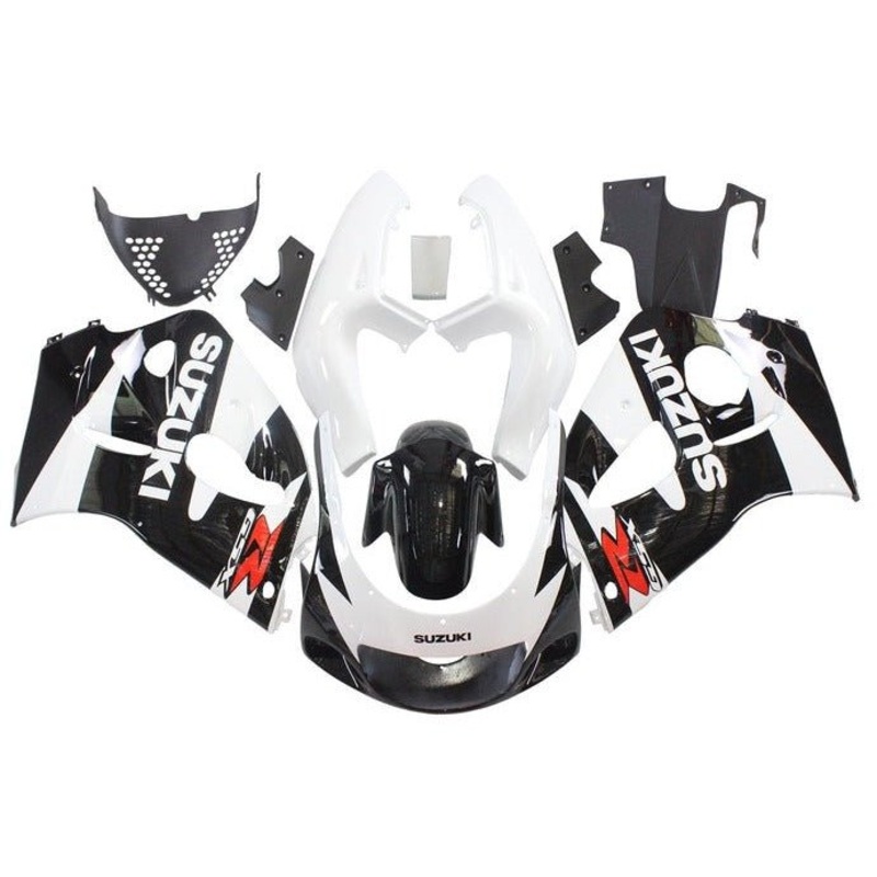 Suzuki GSXR600 (1996-1999) White, Black, Red Fairings No Tank Clear Windscreen: Free Bolt Kit: No