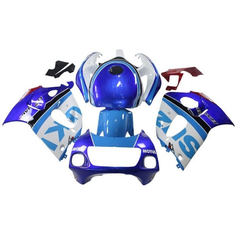 Suzuki GSXR600 (1996-1999) White, Blue Stripes Fairings No Tank Clear Windscreen: Free Bolt Kit: No