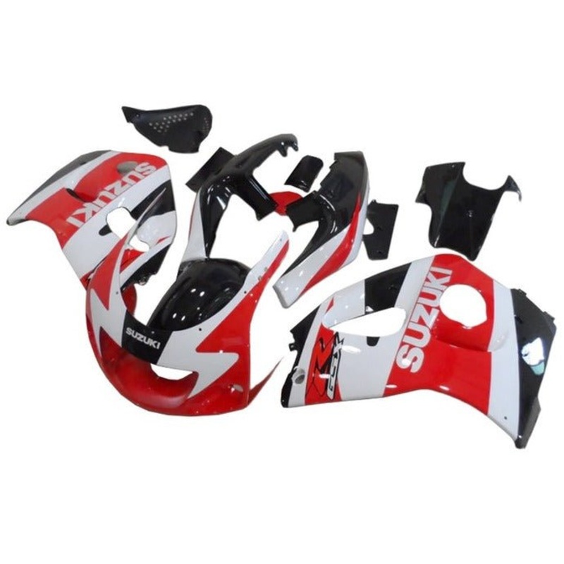Suzuki GSXR600 (1996-1999) White, Red, Black Fairings No Tank Clear Windscreen: Free Bolt Kit: No
