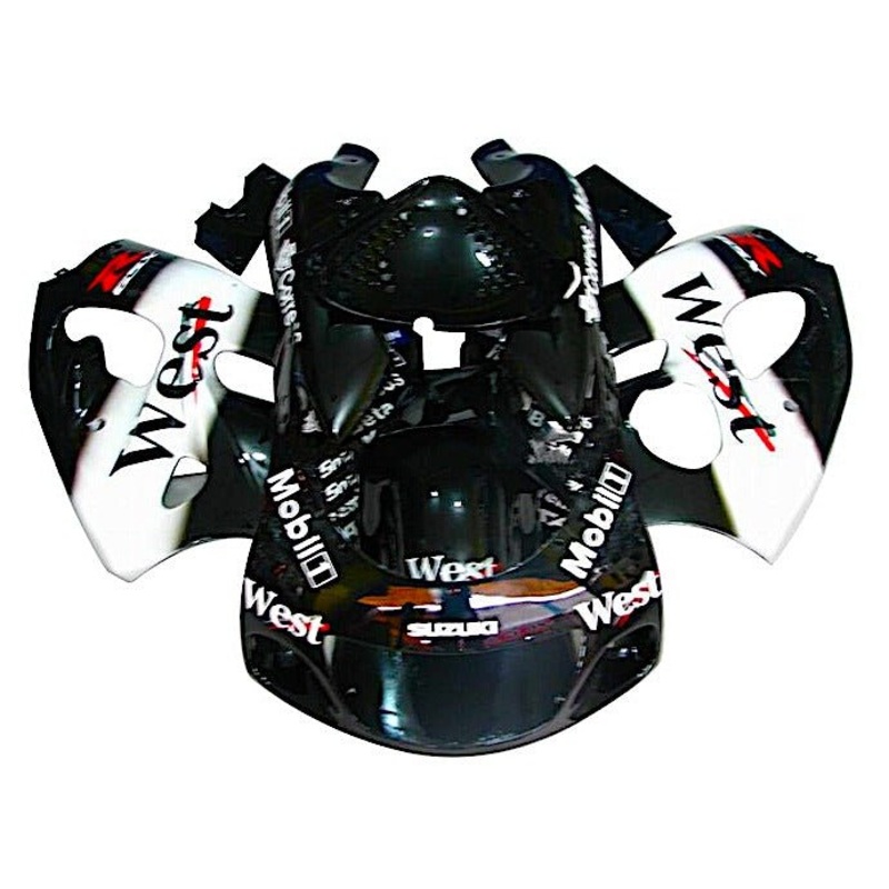 Suzuki GSXR750 (1996-1999) Black, White West Fairings No Tank Clear Windscreen: Free Bolt Kit: No