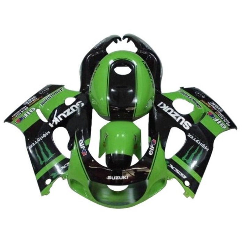 Suzuki GSXR750 (1996-1999) Green, Black, Monster Fairings No Tank Clear Windscreen: Free Bolt Kit: No