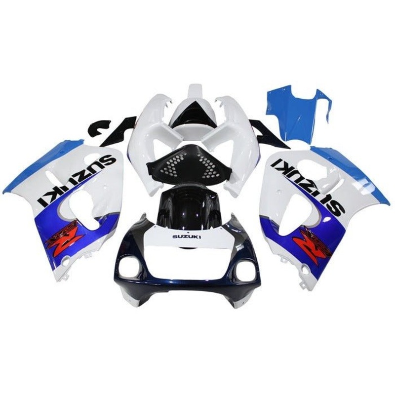 Suzuki GSXR750 (1996-1999) White, Triple Blue, Black, Red Fairings No Tank Clear Windscreen: Free Bolt Kit: No