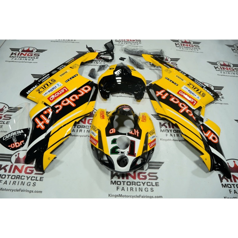 Ducati 749 (2005-2006) Yellow, Black SBK Fairings Clear Windscreen: Free No Seat Cowl No Bolt Kit