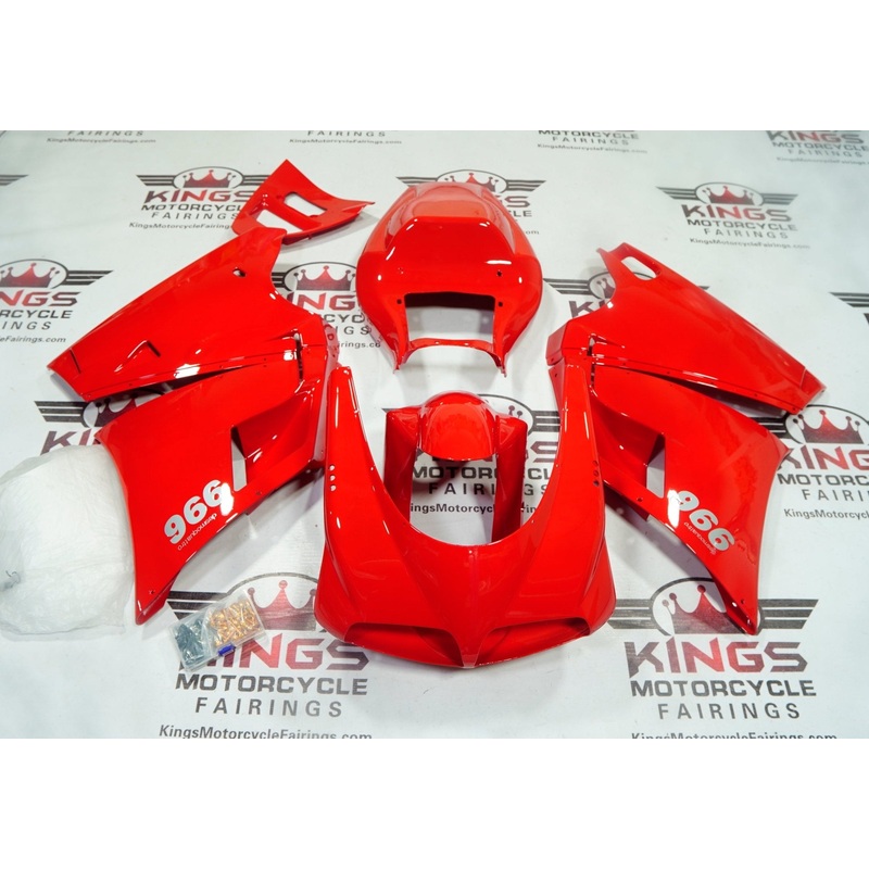 Ducati 996 (1998-2002) Red Gloss Fairings Clear Windscreen: Free No Bolt Kit