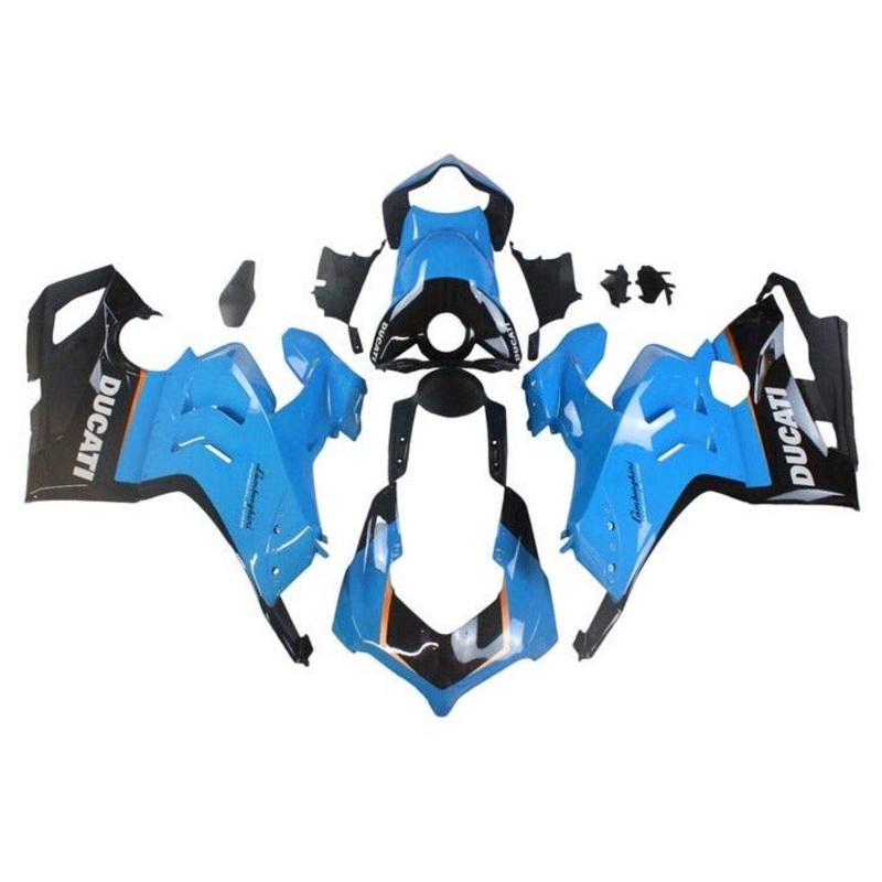 Ducati Panigale V4S Fairings (2020-2021) Blue, Black, Orange No Tank No Seat Cowl No Bolt Kit