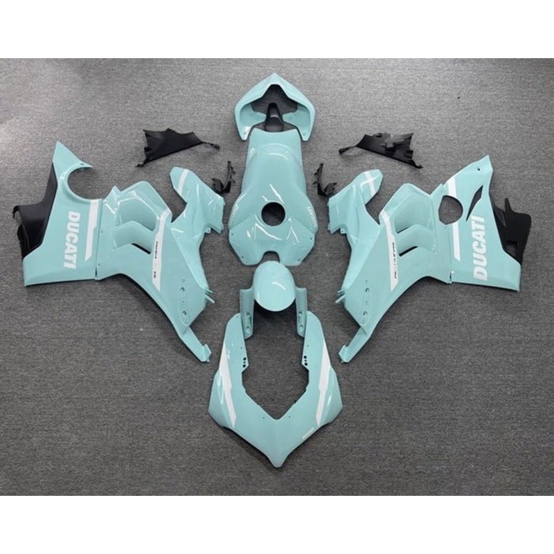 Ducati Panigale V4S Fairings (2020-2021) Light Blue, White No Tank No Seat Cowl No Bolt Kit
