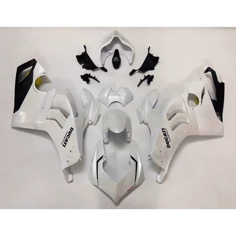Ducati Panigale V4S Fairings (2020-2021) Pearl White, Black No Tank No Seat Cowl No Bolt Kit