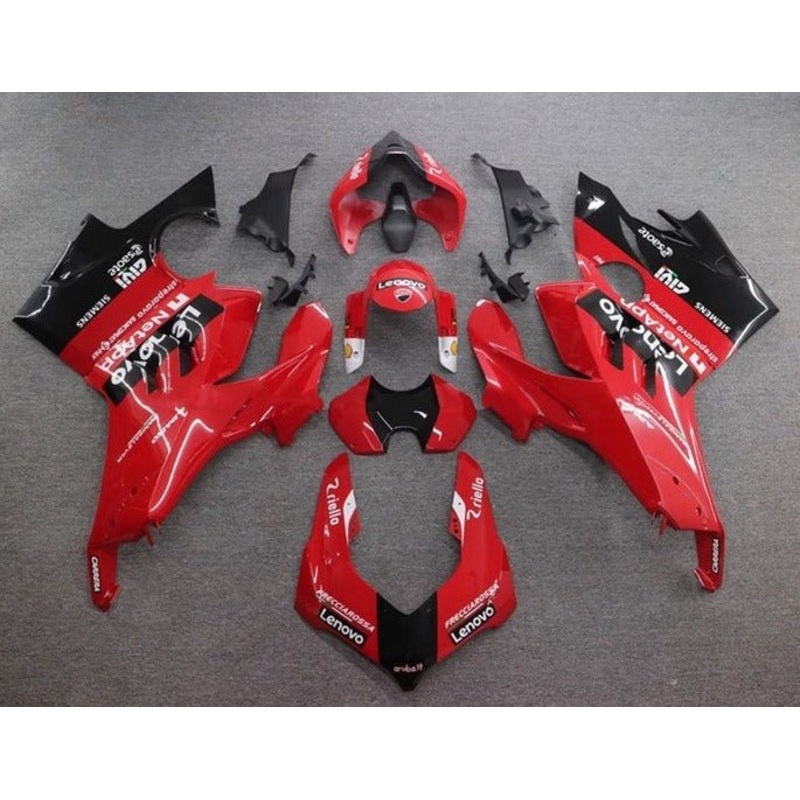 Ducati Panigale V4S Fairings (2020-2021) Red, Black, Lenovo No Tank No Seat Cowl No Bolt Kit