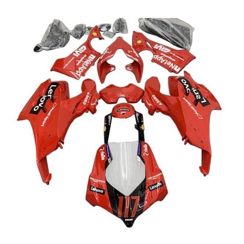 Ducati Panigale V4S Fairings (2020-2021) Red, Black, White, Lenovo No Tank No Seat Cowl No Bolt Kit