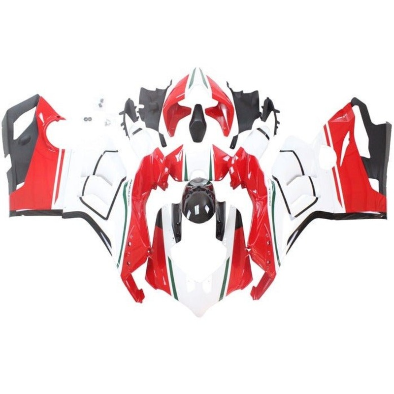 Ducati Panigale V4S Fairings (2020-2021) Red, White, Black, Green Stripe No Tank No Seat Cowl No Bolt Kit