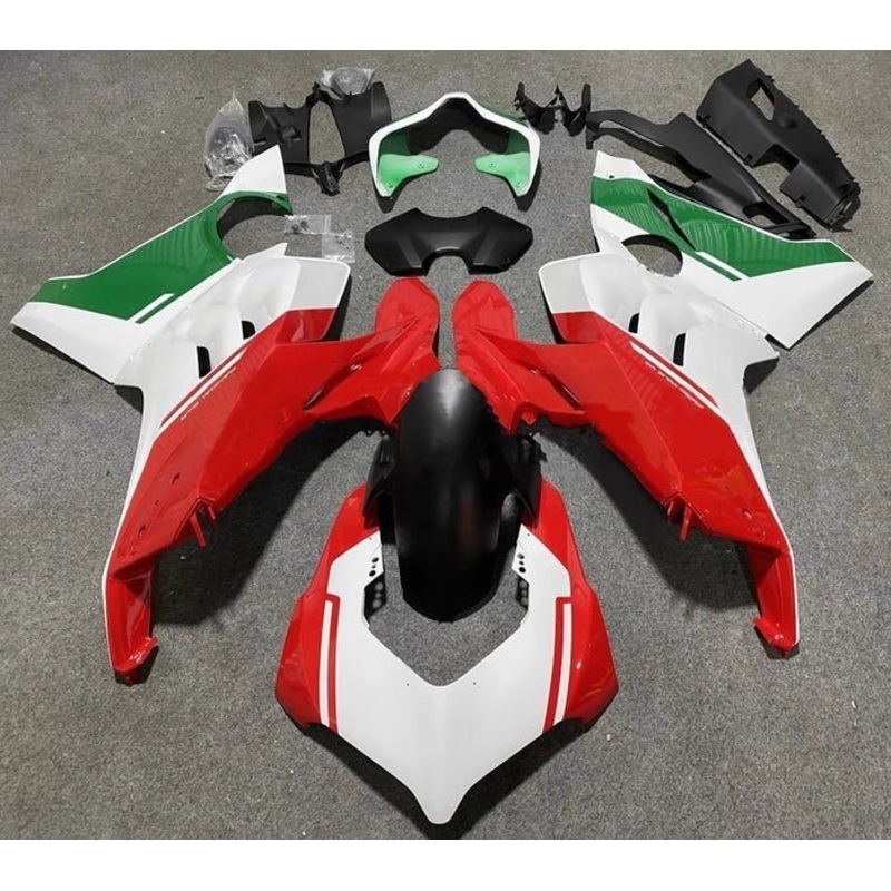 Ducati Panigale V4S Fairings (2020-2021) Red, White, Green No Tank No Seat Cowl No Bolt Kit