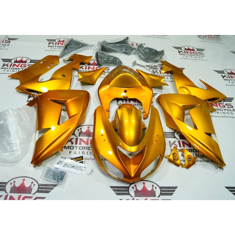 Fairing Kit For A Kawasaki ZX10R (2006-2007) Gold Clear Windscreen: Free No Seat Cowl No Bolt Kit