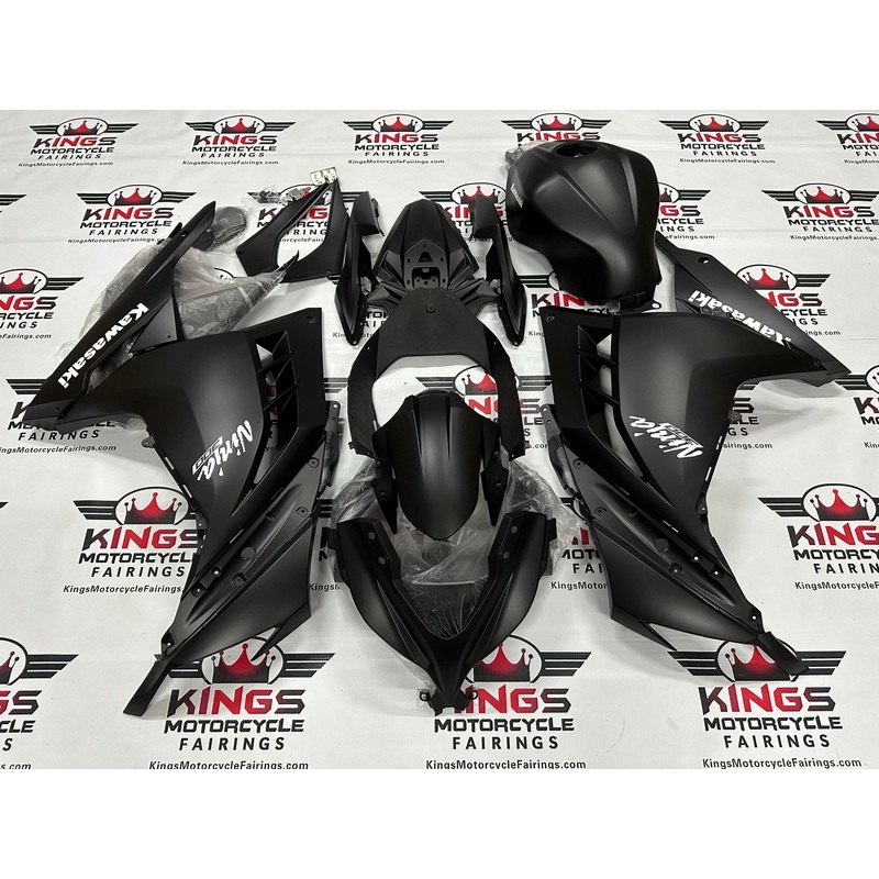 Fairings for Kawasaki Ninja 300 (2013-2024) Matte Black, White No Tank No Seat Cowl No Bolt Kit