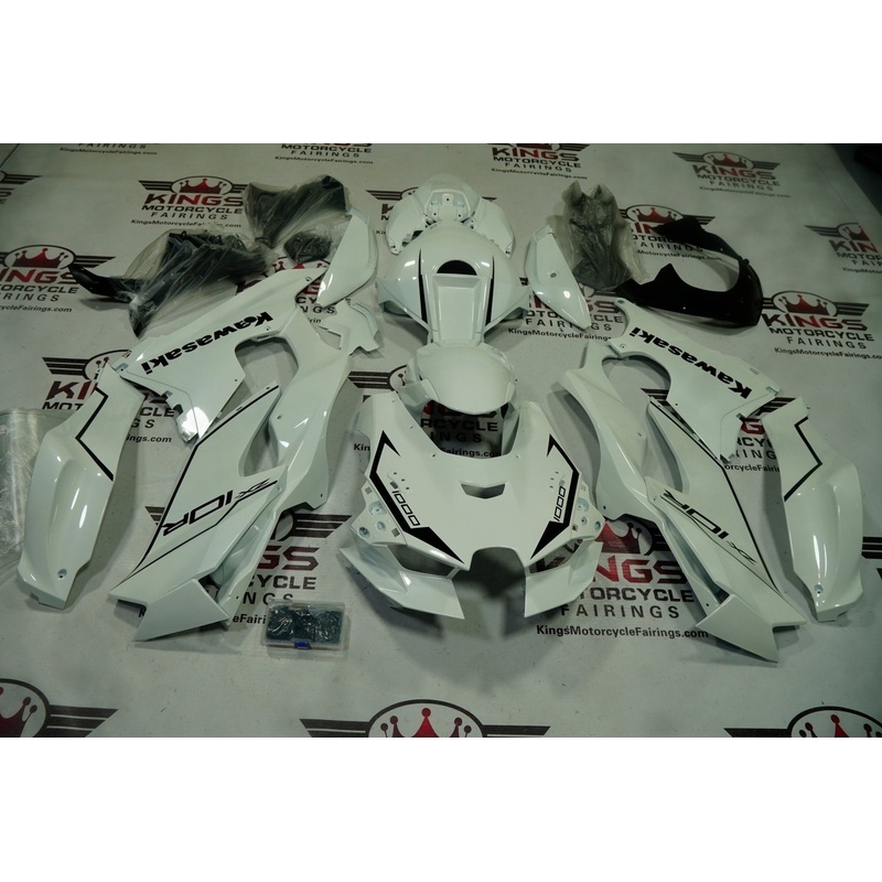 Fairings for Kawasaki Ninja ZX10R (2021-2025) White, Black Pinstripes No Tank No Seat Cowl No Bolt Kit