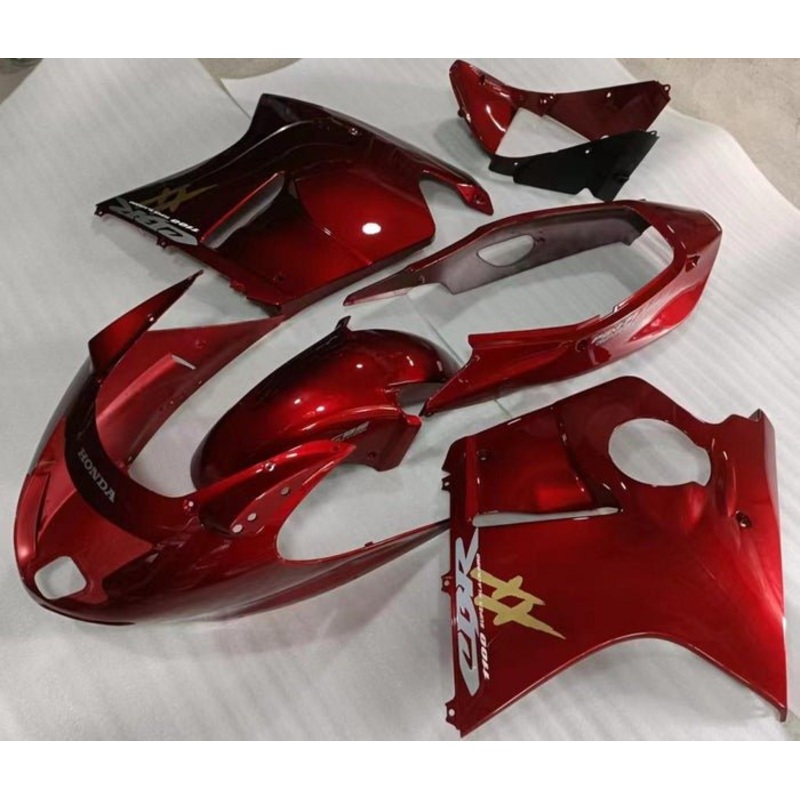 Honda CBR1100XX Super Blackbird (1996-2007) Candy Red, Gold, Gray Fairings Clear Windscreen: Free No Bolt Kit No Tank