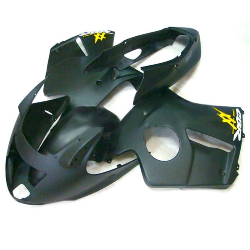 Honda CBR1100XX Super Blackbird (1996-2007) Matte Black, Yellow Fairings Clear Windscreen: Free No Bolt Kit No Tank