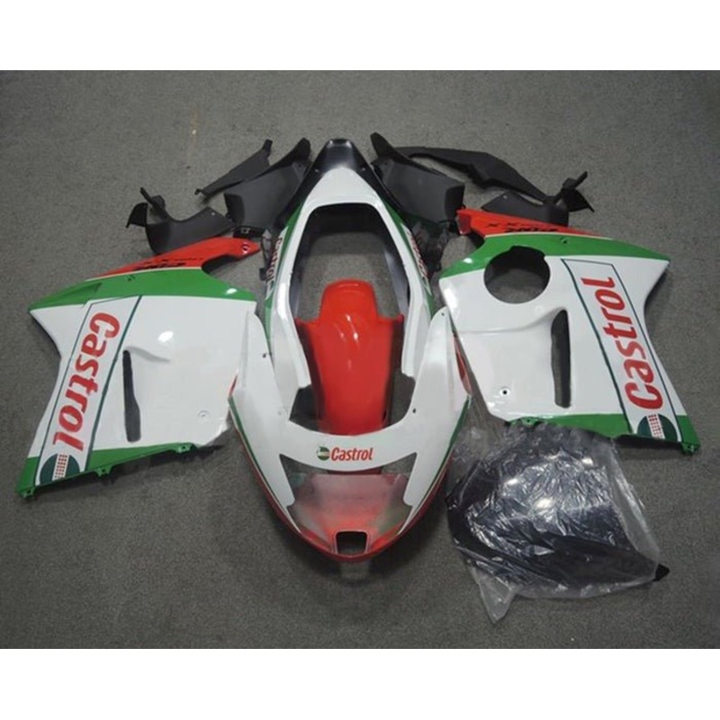 Honda CBR1100XX Super Blackbird (1996-2007) White, Green, Red, Castrol Fairings Clear Windscreen: Free No Bolt Kit No Tank