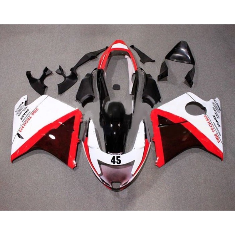 Honda CBR1100XX Super Blackbird (1996-2007) White, Red, Black Fairings Clear Windscreen: Free No Bolt Kit No Tank