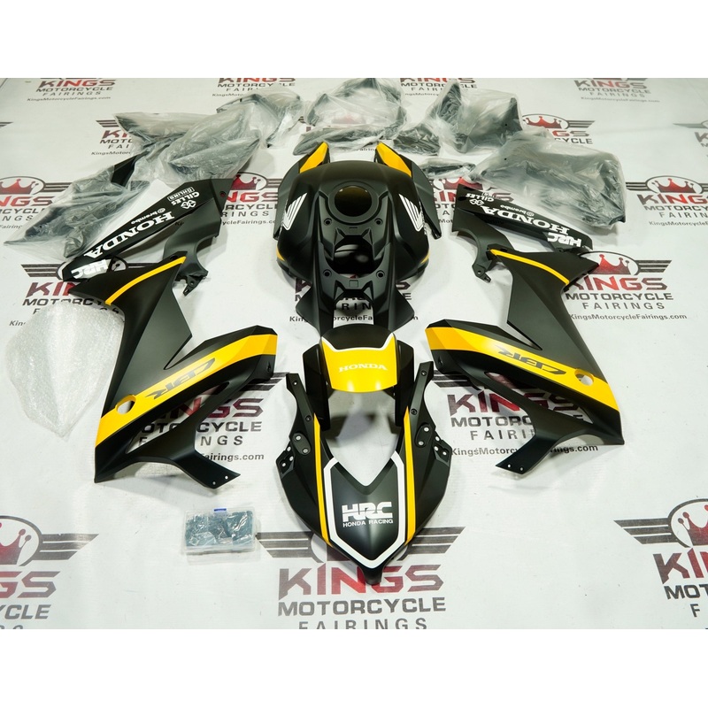 Honda CBR650R Fairings (2021-2023) Matte Black, Yellow, White No Tank No Bolt Kit Free Clear Windscreen