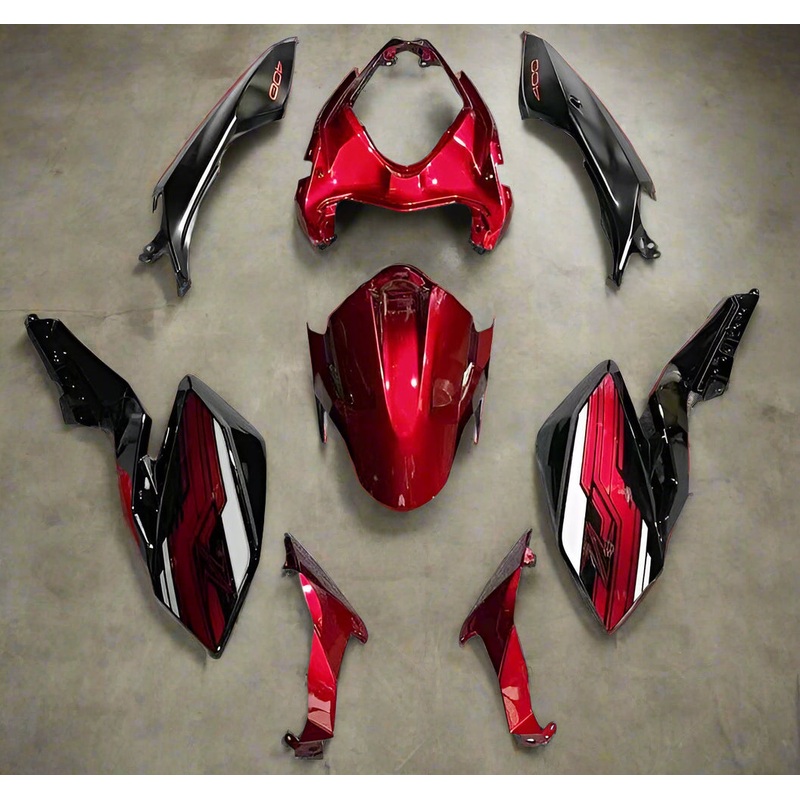 Kawasaki Z400 Fairings (2018-2024) Candy Red, Black No Seat Cowl No Bolt Kit No Tank