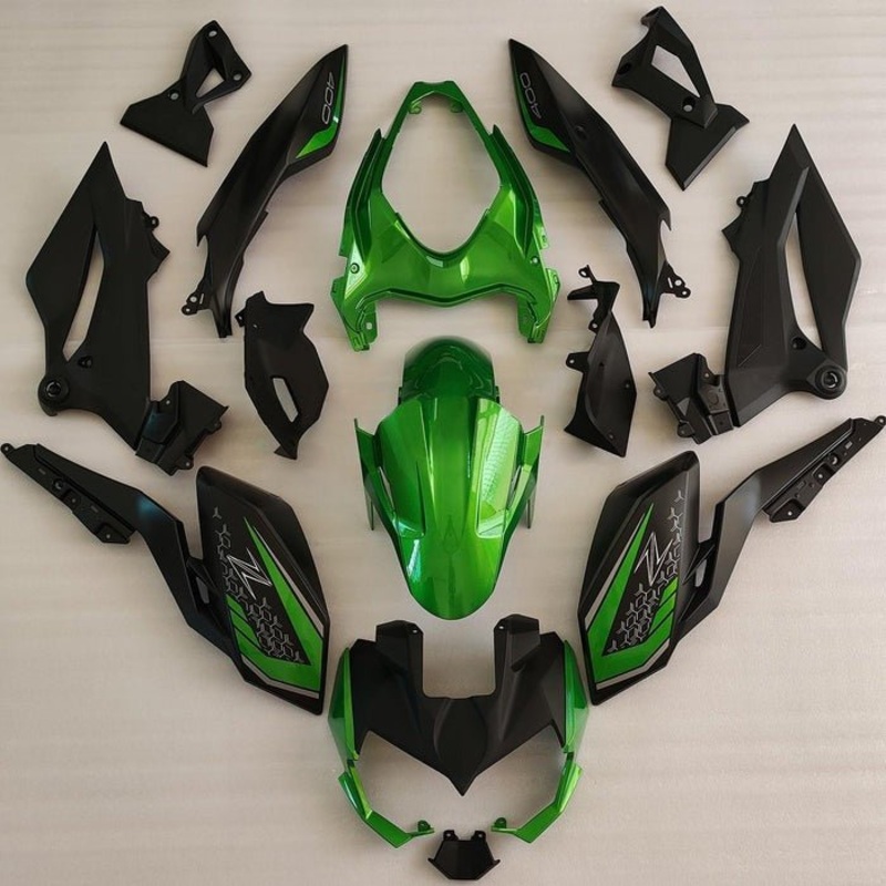 Kawasaki Z400 Fairings (2018-2024) Green, Black No Seat Cowl No Bolt Kit No Tank