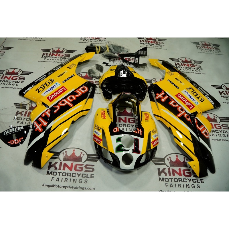 Ducati 999 (2003-2004) Yellow, Black, Red, White SBK Fairings Clear Windscreen: Free No Seat Cowl No Bolt Kit