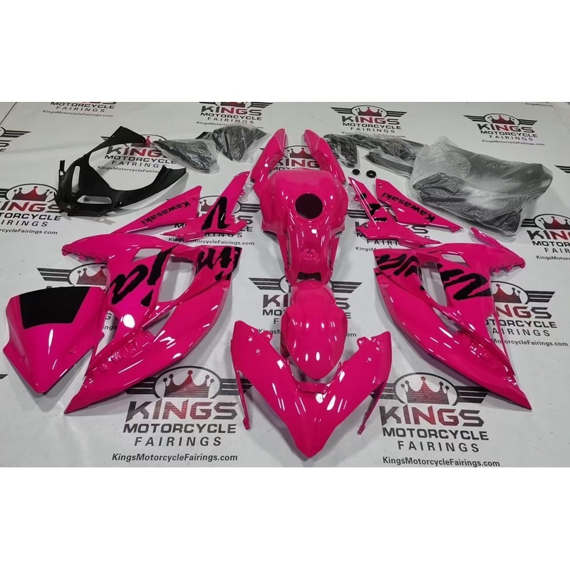Fairings for Kawasaki Ninja 650 (2017-2019) Hot Pink, Black Clear Windscreen: Free No Bolt Kit No Tank