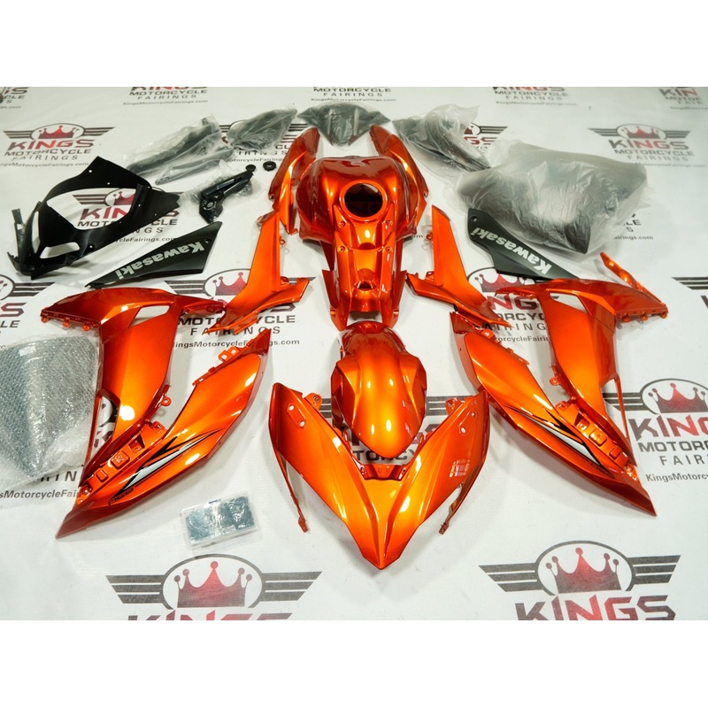 Fairings for Kawasaki Ninja 650 (2017-2019) Orange Candy Clear Windscreen: Free No Bolt Kit No Tank