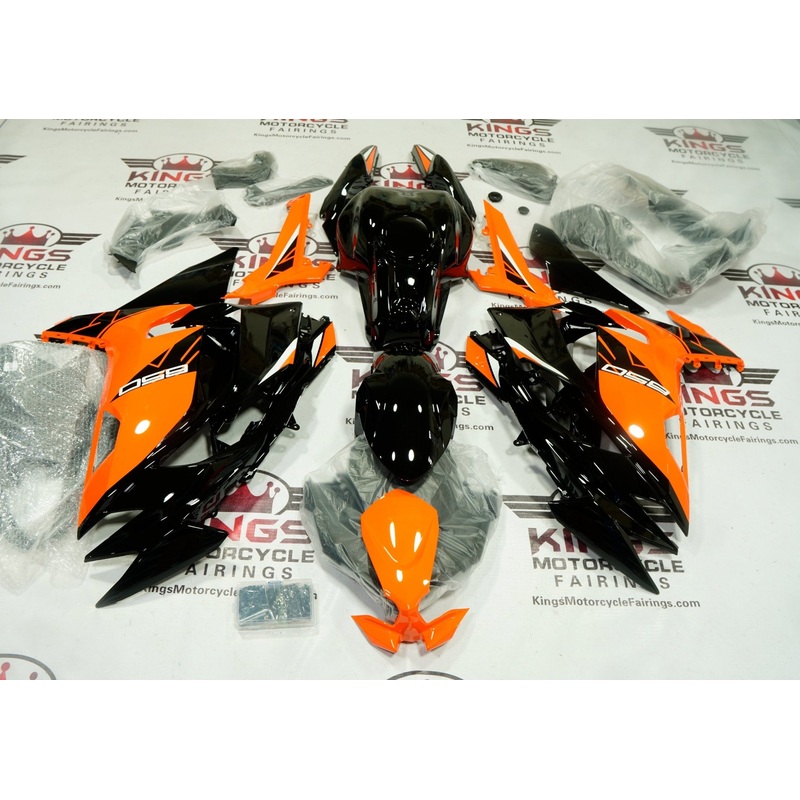 Fairings for Kawasaki Ninja 650 (2020-2025) Orange, Black, White Clear Windscreen: Free No Bolt Kit No Tank