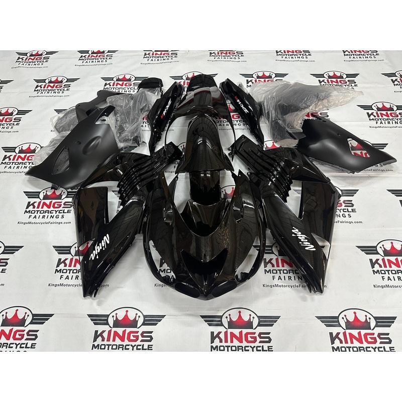 Fairings for Kawasaki Ninja ZX14R (2006-2011) Gloss Black, Matte Black Clear Windscreen: Free No Seat Cowl No Bolt Kit