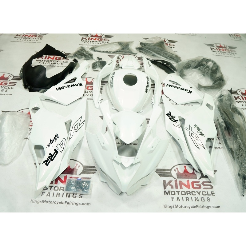 Fairings for Kawasaki ZX4RR (2019-2025) Pearl White, Black Gloss No Tank No Seat Cowl No Bolt Kit