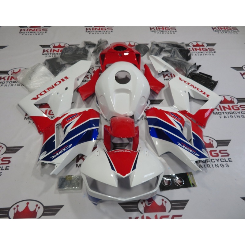 Honda CBR600RR (2024-2025) White, Blue Stripe, Red HRC Fairings No Seat Cowl No Bolt Kit No Tank