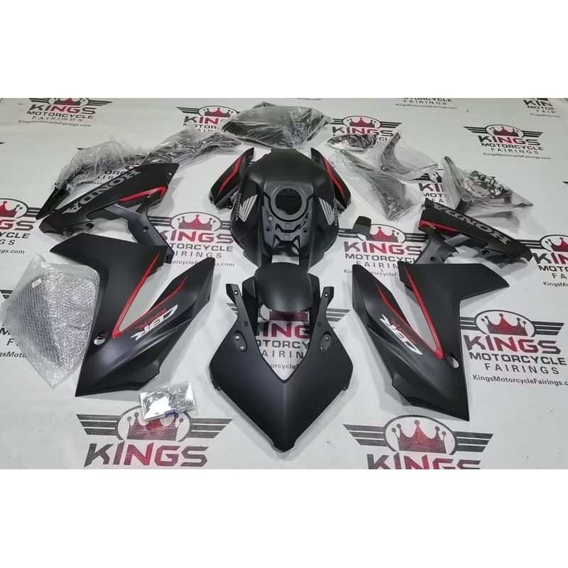 Honda CBR650R Fairings (2024-2025) Matte Black, Red, Gray No Bolt Kit Free Clear Windscreen No Tank