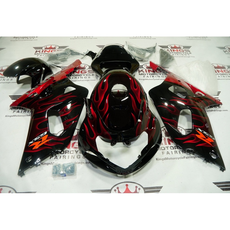 Suzuki GSXR750 (2000-2003) Black, Candy Red Flame, Gray Fairings No Seat Cowl No Bolt Kit No Tank