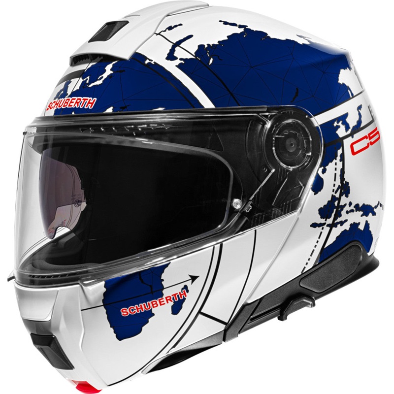 Schuberth C5 Modular Motorcycle Helmet – Globe Designs 53 (XS) Globe Blue