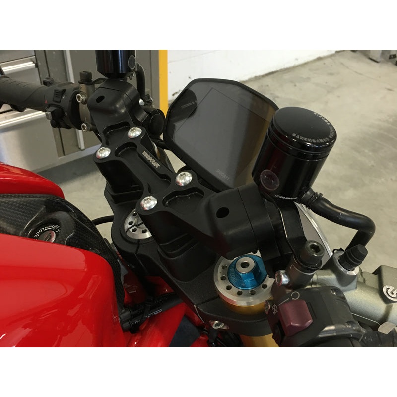 Ducati Monster 1200 Clipon Adapter Plate w/ Std. Black Bars and  Res. Spacer