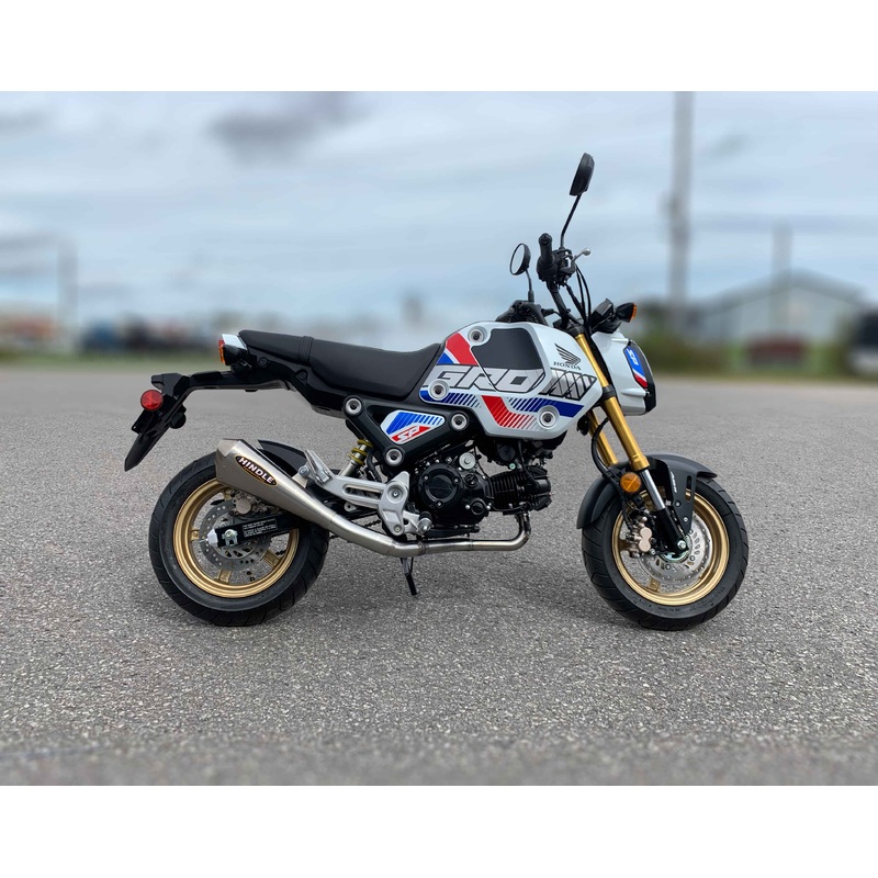 Hindle Evo Megaphone Full System Honda GROM 2022 Race High Mount Black Ceramic Megaphone – SS Tip