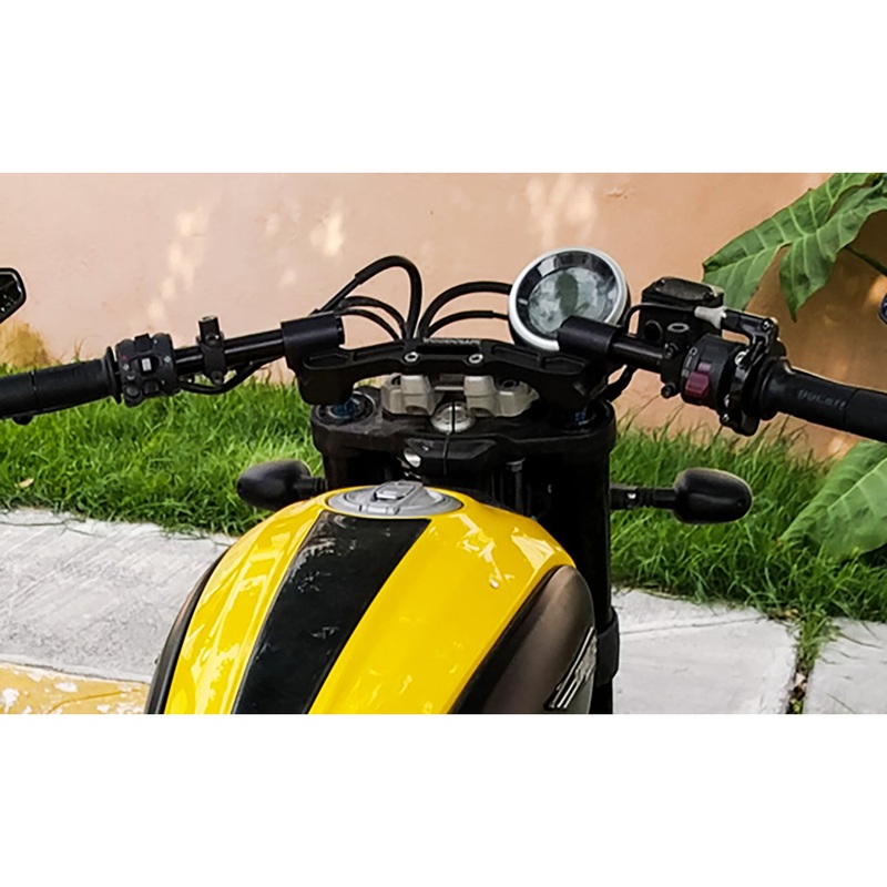 Adjustable Riser Clipon Adapter Plate w/ XL Black Bars Ducati Scrambler 35mm Front Adjustable Rise 35mm Front Adjustable Rise