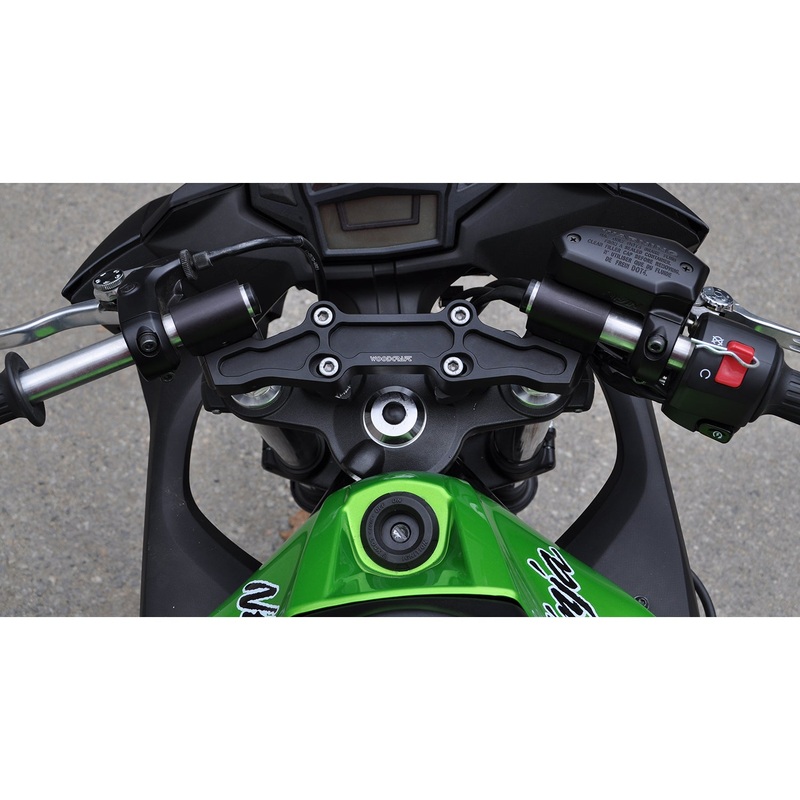 Adjustable Riser Clipon Adapter Plate w/ Std. Black Bars Kawasaki NINJA 650 2006-2016, ER6N 2009-2011 35mm Front Adjustable Rise — 2006-2016 35mm Front Adjustable Rise — 2006-2016