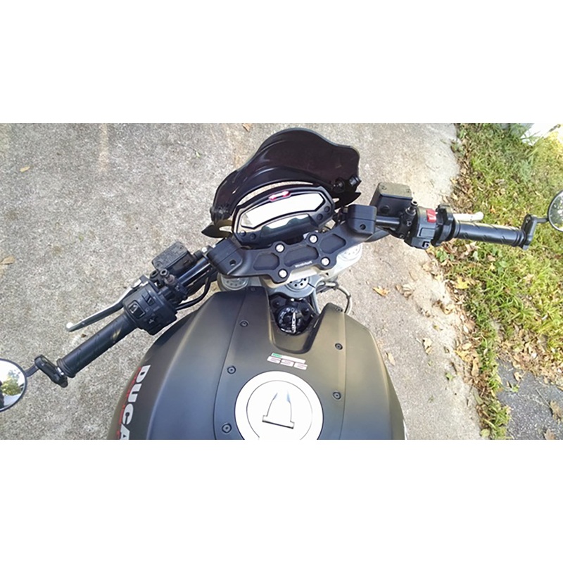 Adjustable Riser Clipon Adapter Plate w/ XL Black Bars Ducati Monster 696/796/1100 75mm Front Adjustable Rise 35mm Front Adjustable Rise