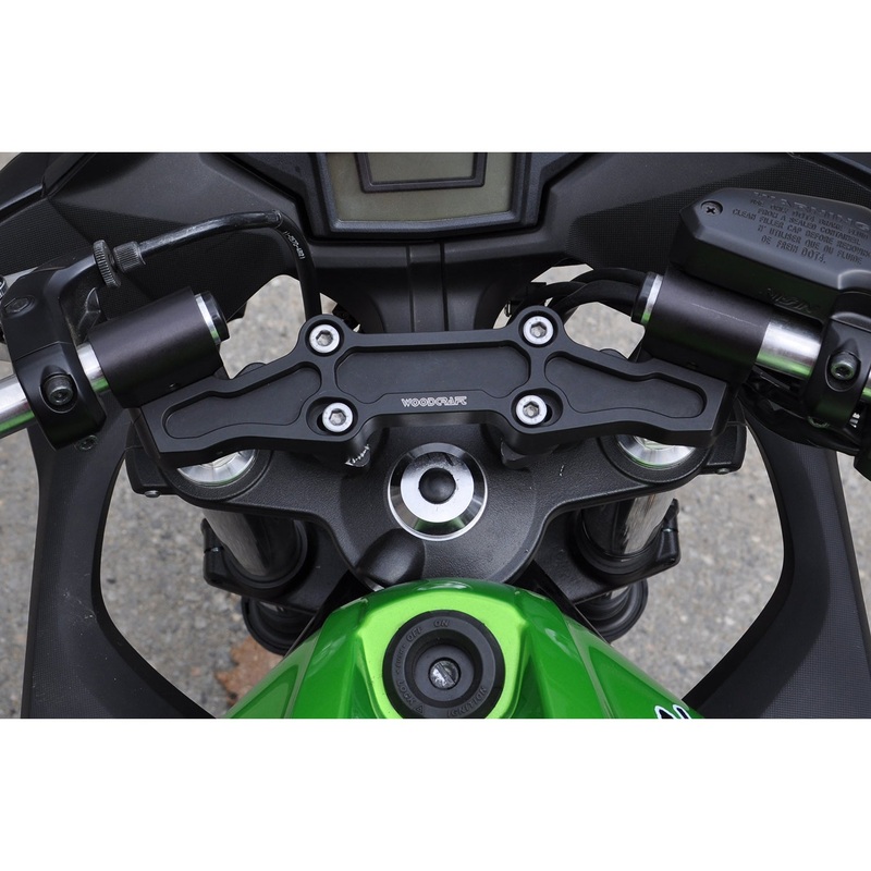 Clipon Adapter Plate w/ Black Bars Kawasaki NINJA 650 2006-2016, ER6N 2009-2011 1 Inch Standard Rise — 2006-2016