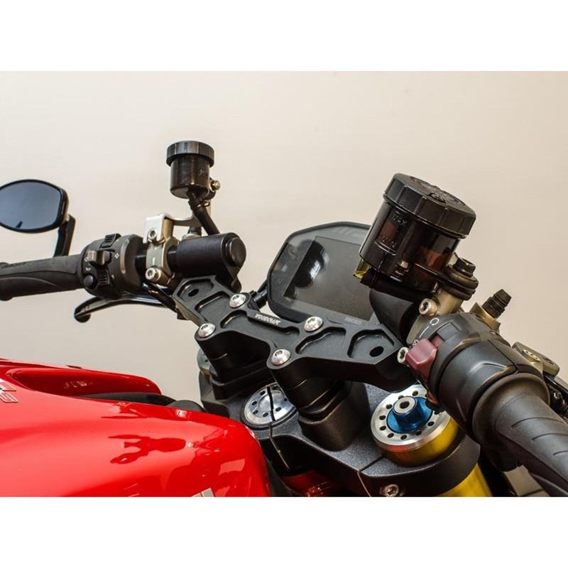 Clipon Adapter Plate w/ Std. Black Bars Ducati Monster 1200 1 inch Standard Rise