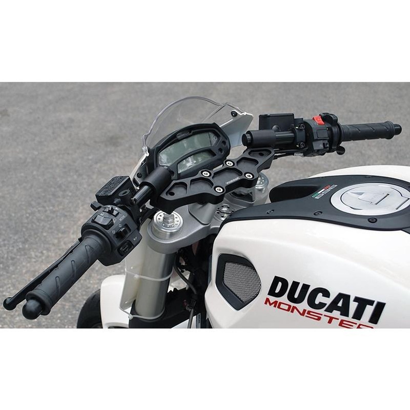 Clipon Adapter Plate w/ XL Black Bars Ducati Monster 696/796/1100 1 Inch Standard Rise